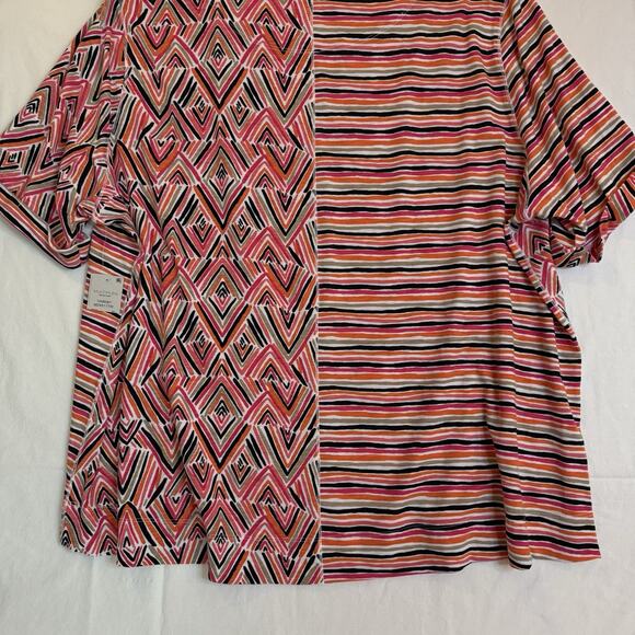 Multiples Top 3X Women Mix Print Geometric Lagenlook Artsy Comfort Stretch NWT - Picture 7 of 7